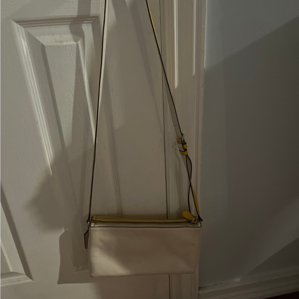 Coach crossbody yellow and white leather